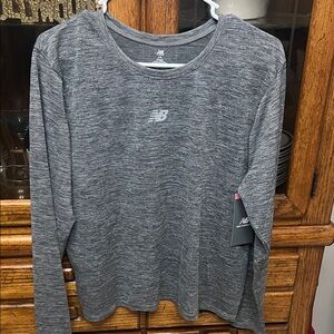 New Balance sport Heathered Gray Long Sleeve Top